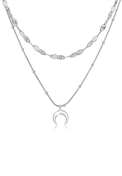 Elli Gliederkette "Layer Plättchen Mond Sichel Kugelkette 925 Silber" günstig online kaufen