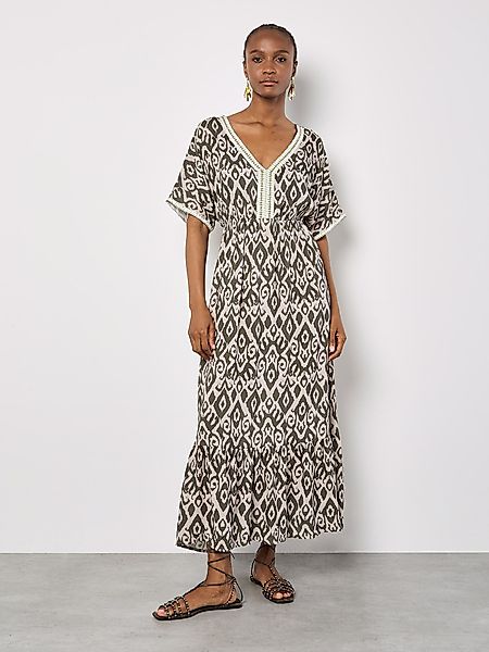 Apricot Maxikleid Ikat-Batwing-Maxikleid, mit Crochet-Details günstig online kaufen