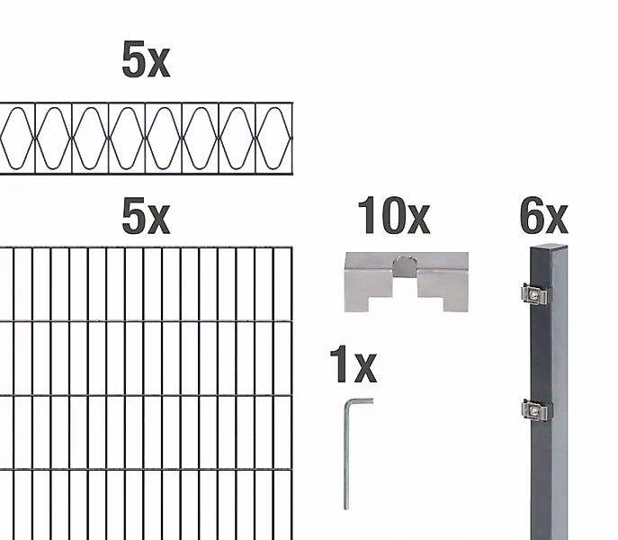 Alberts Doppelstabmattenzaun "Eleganz", anthrazit, Höhe: 100-160cm, Gesamtl günstig online kaufen