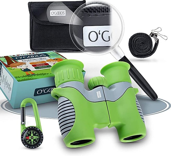 O'GOODS Fernglas für Kinder Kinderfernglas Lupe Kompass Tasche grün Kinderf günstig online kaufen
