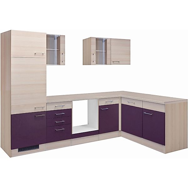 Flex-Well Exclusiv Winkelküche Focus 280 cm ohne E-Geräte Akazie-Aubergine günstig online kaufen