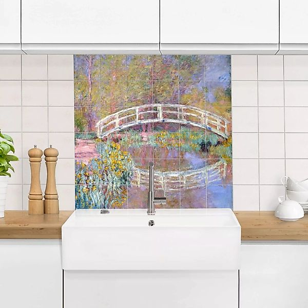 Fliesenbild Kunstdruck - Quadrat Claude Monet - Brücke Monets Garten günstig online kaufen