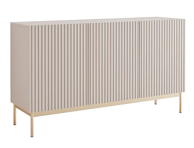 Selsey Sideboard LINEARIS, Sideboard in Kaschmirgrau mit LED & goldenen Füß günstig online kaufen