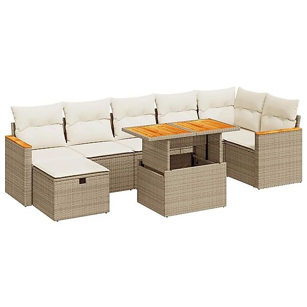 vidaXL 5-Tlg Garten-Sofagarnitur mit Kissen Beige Poly Rattan 3328122 günstig online kaufen