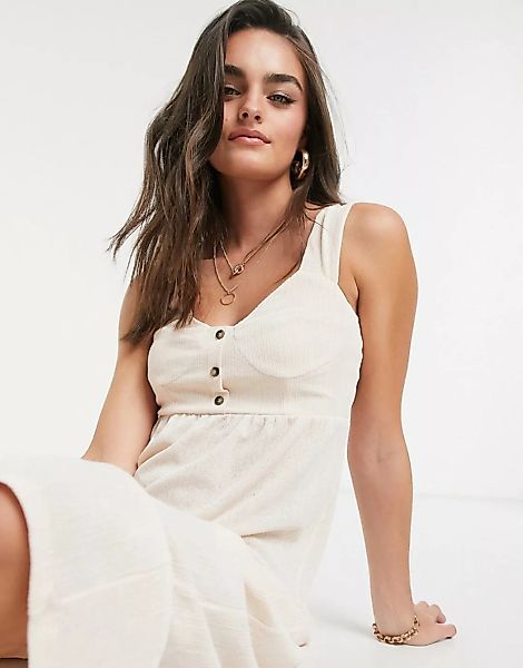 ASOS DESIGN – Vorn geknöpftes Midi-Sommerkleid in Hellrosa günstig online kaufen