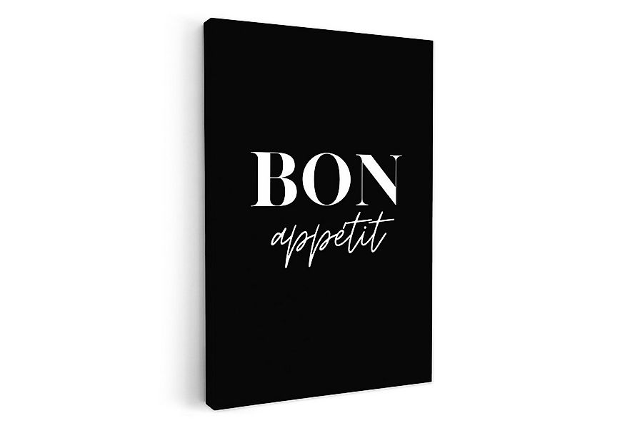 OneMillionCanvasses® Leinwandbild Bon appétit - Spruch - Schwarz - Zitat, F günstig online kaufen