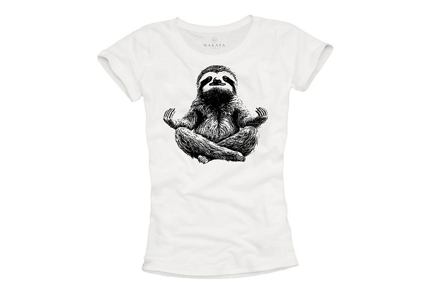 MAKAYA T-Shirt Lustiges Faultier Motiv Top – Buddha & Yoga Tierprint für Da günstig online kaufen