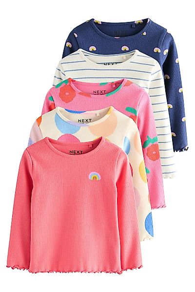 Next Langarmshirt Gerippte Langarmoberteile im 5er-Pack günstig online kaufen