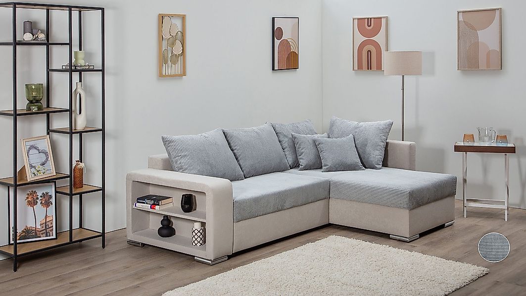COLLECTION AB Ecksofa "John L-Form", Regalarmlehne,Bettfunktion,Bettkasten, günstig online kaufen