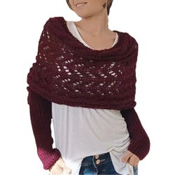 Refttenw Schal mit Ärmeln Damen WickelPullover günstig online kaufen