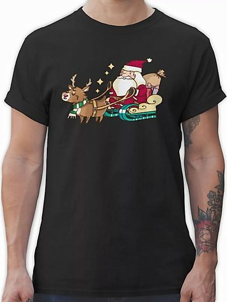 Shirtracer T-Shirt Weihnachtsmann mit Rentier Weihachten Kleidung günstig online kaufen