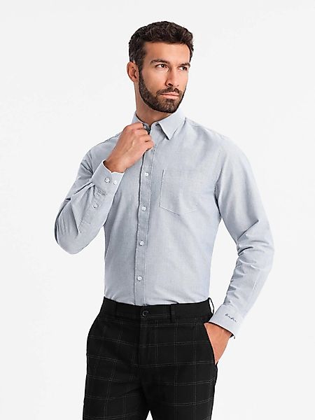 OMBRE Langarmhemd Elegantes Herren-Oxford-Hemd mit Stickerei günstig online kaufen