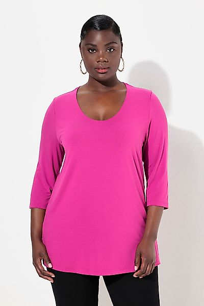 Ulla Popken T-Shirt Shirt tiefer Rundhalsausschnitt günstig online kaufen