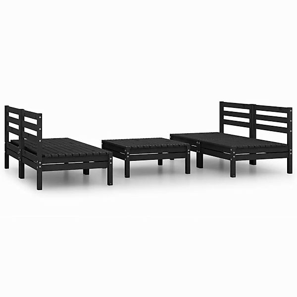 5-tlg. Garten-lounge-set Schwarz Massivholz Kiefer günstig online kaufen