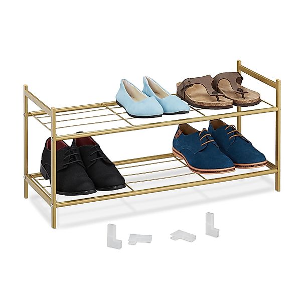 relaxdays Schuhregal Stapelbares Schuhregal 2 Ebenen, günstig online kaufen