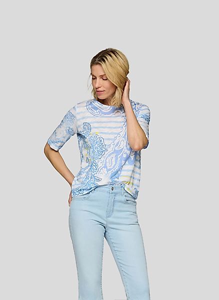Rabe Print-Shirt "Rabe Rundhalsshirt mit Paisley-Print und Streifenmuster" günstig online kaufen