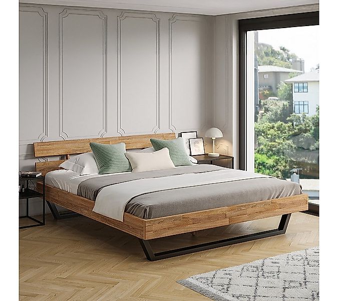 skølm Massivholzbett Alver, natur geölt mit Metallkufen, verfügbar in 120/1 günstig online kaufen