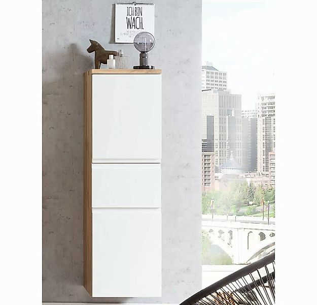 Lomadox Midischrank VASTO-03-WHITE Midischrank 40cm Wotan Eiche Nb. mit wei günstig online kaufen