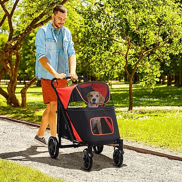 PawHut Hundebuggy mit Kissen, Netzfenster, Sicherheitsleinen, Tasche, (Hund günstig online kaufen