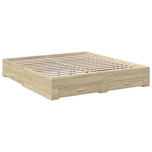 vidaXL Bettgestell mit Schubladen Sonoma-Eiche 200x200cm Holzwerkstoff 3280 günstig online kaufen