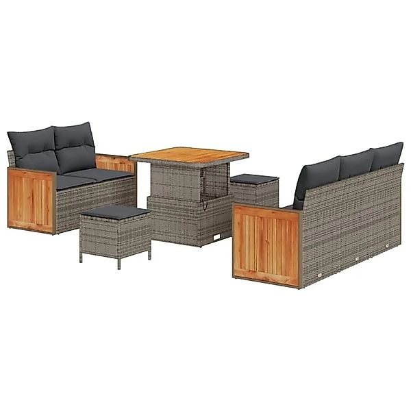 vidaXL Gartensofa-Set mit Kissen 10 Stk Grau Poly-Rattan 3365198 günstig online kaufen