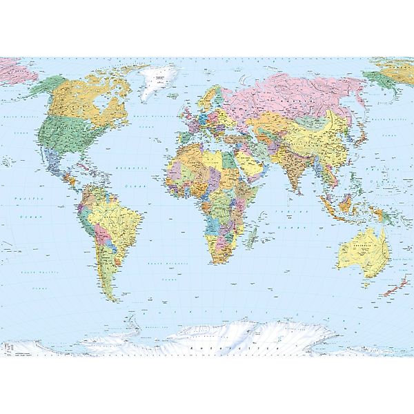 Komar Fototapete "World Map - Größe 270 x 188 cm" bedruckt glatt Wohnzimmer günstig online kaufen
