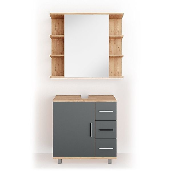 Vicco Badmöbel-Set Ilias, Eiche/Anthrazit, 2 Teile, günstig online kaufen