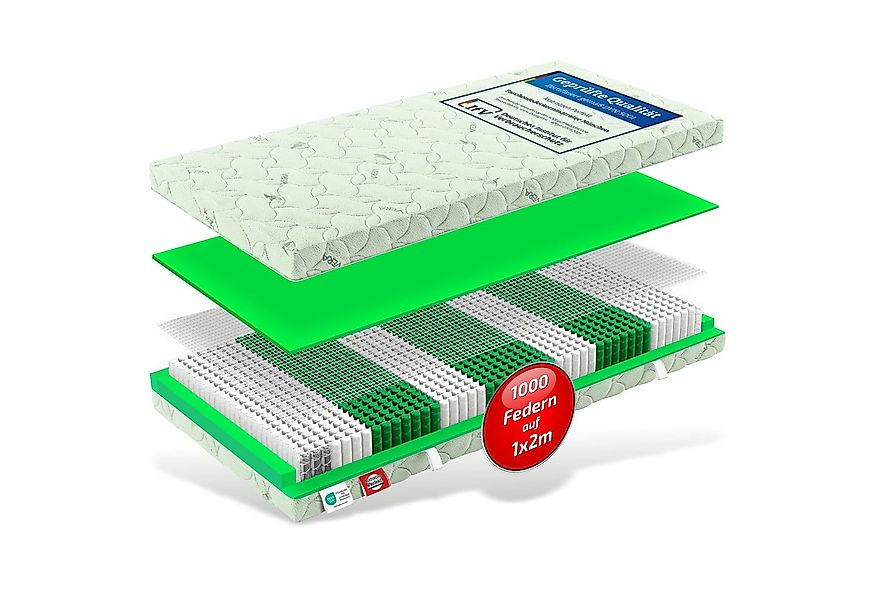 Taschenfederkernmatratze München mit 1000 Federkern, Extra Hoch, bis 200 KG günstig online kaufen