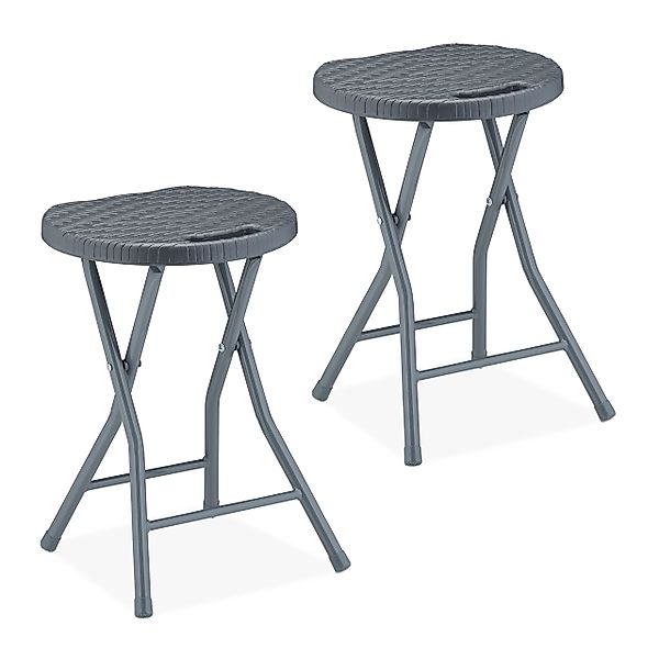 relaxdays Hocker Rattan Klapphocker 2er Set günstig online kaufen