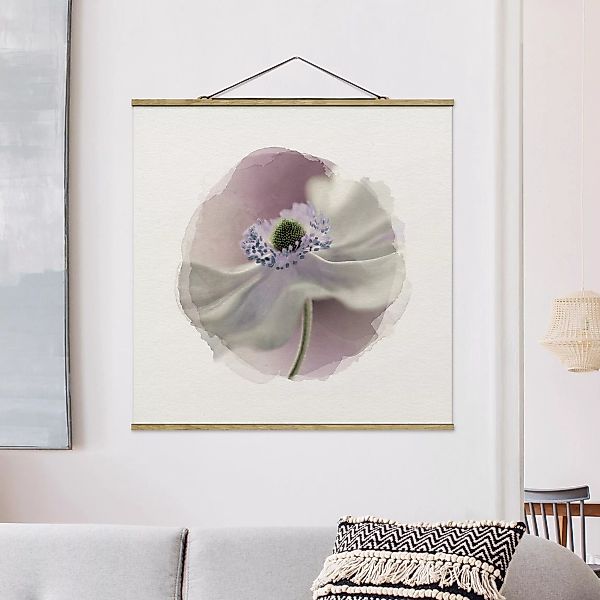 Stoffbild Blumen mit Posterleisten - Quadrat Wasserfarben - Anemonenbrise günstig online kaufen