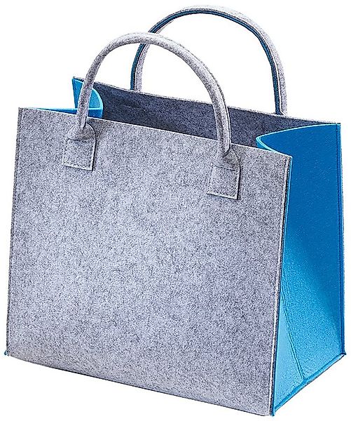 Kobolo Einkaufsshopper Filztasche hellgrau mit blauen Seiten 35x20x30 cm, 2 günstig online kaufen