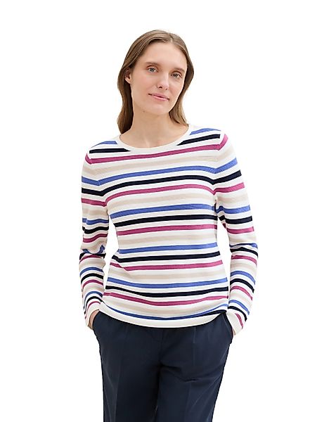 TOM TAILOR Strickpullover in Streifen Stuktur günstig online kaufen