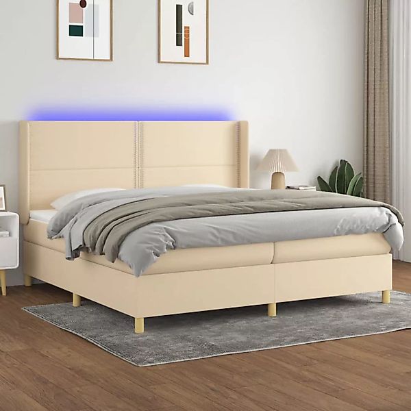 Vidaxl Boxspringbett Mit Matratze & Led Creme 200x200 Cm Stoff günstig online kaufen