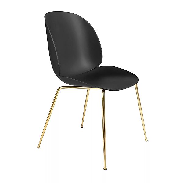 Gubi - Beetle Dining Chair Gestell Messing - schwarz/Sitzschale Polypropyle günstig online kaufen