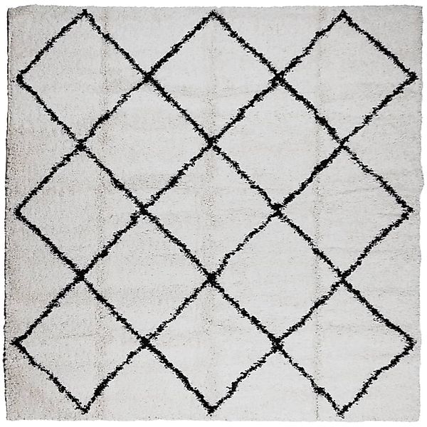 vidaXL Teppich Shaggy Hochflor Modern Creme Und Schwarz 120x120 Cm 1957447 günstig online kaufen