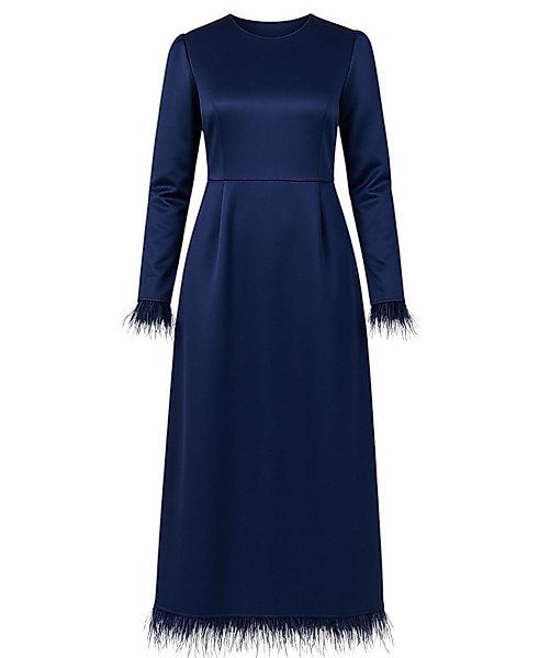 fashionshowcase Satinkleid Damen Abendkleid schlicht Abiye Abaya Modest Fas günstig online kaufen