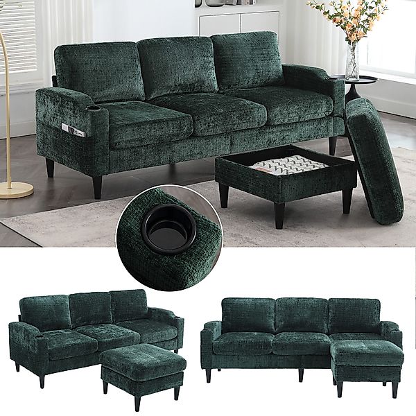 LVHOM Loungesofa mit Hocker & Stauraum, günstig online kaufen