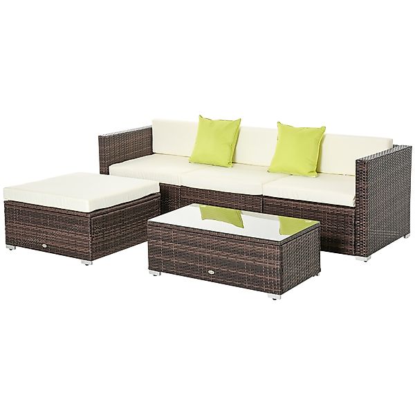 Outsunny Polyrattan Gartenmöbel Set für 3 Personen mit Beistelltisch Sitzki günstig online kaufen