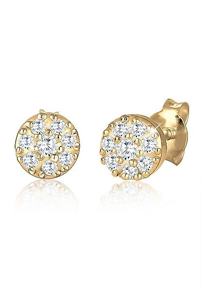 Elli Premium Paar Ohrstecker Kreis Geo Klassisch Funkelnd Zirkonia 585 Gelb günstig online kaufen