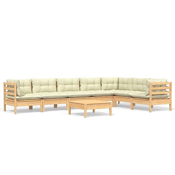 vidaXL 8-tlg Garten-Lounge-Set mit Creme Kissen Massivholz Kiefer Modell 15 günstig online kaufen