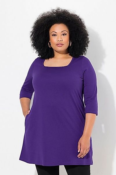 Ulla Popken Longshirt Longshirt A-Linie Carré-Ausschnitt 3/4-Arm günstig online kaufen