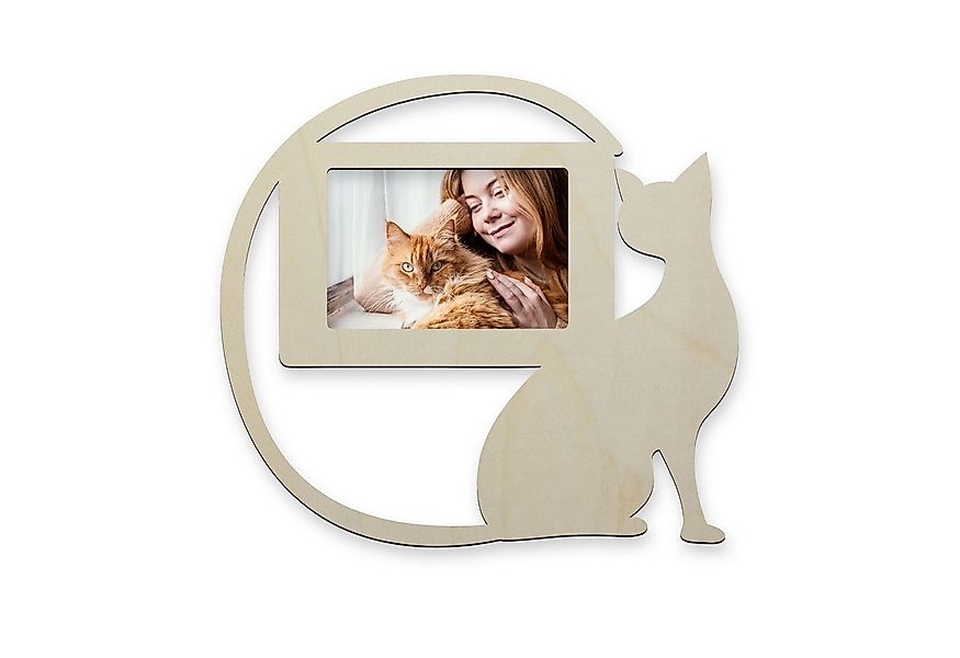 Namofactur Bilderrahmen Katze Fotorahmen aus Holz, Bilderrahmen für Katzen günstig online kaufen