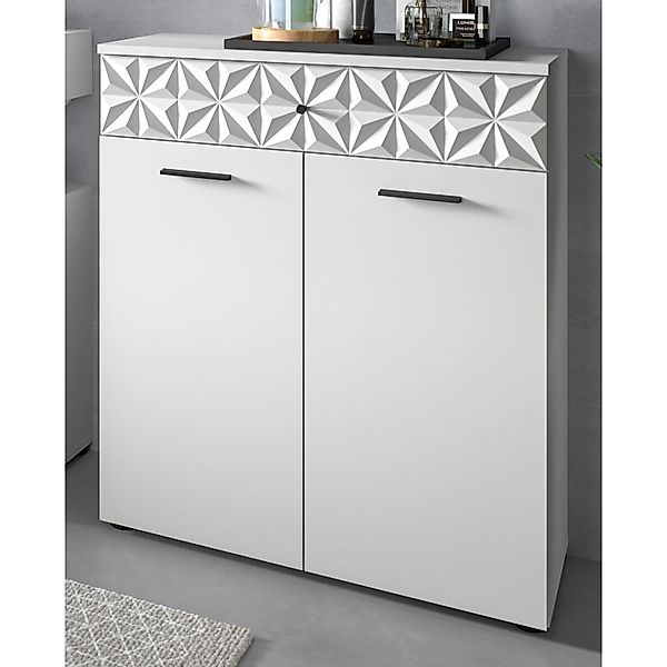 Inn.Furn Badezimmer Kommode in Weiß Hochglanz 70 cm Relief günstig online kaufen
