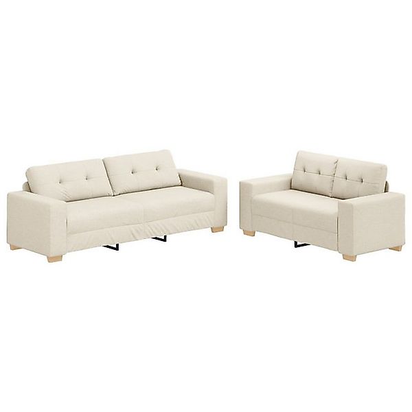 vidaXL Sofa 2-tlg. Sofagarnitur mit Kissen Leinen, 2 Teile günstig online kaufen