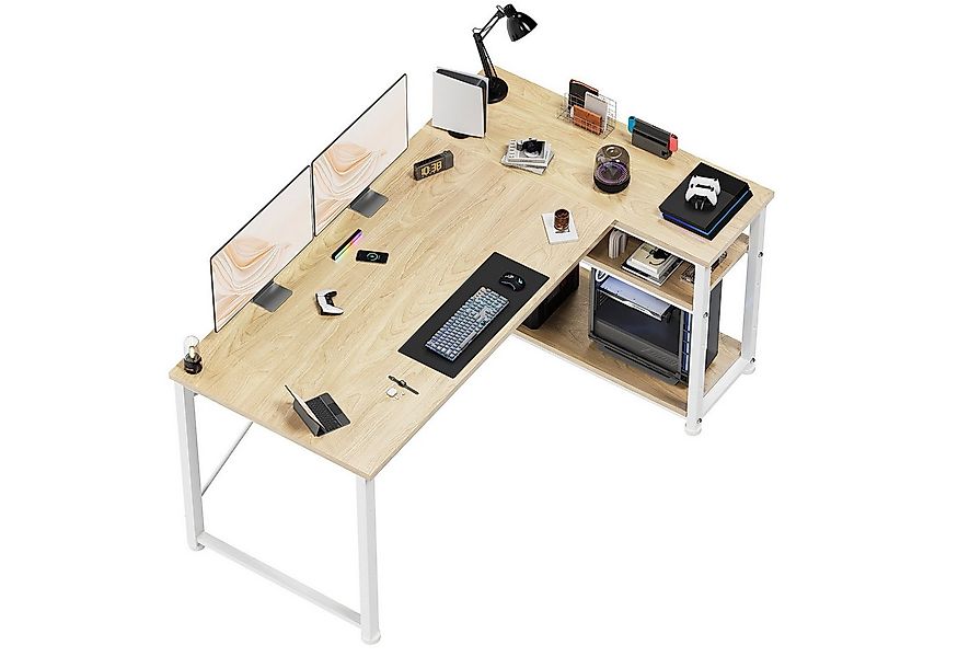 HOMALL Eckschreibtisch 100/120L Form mit Ablagefächern, 2 Tier DIY Lagerreg günstig online kaufen