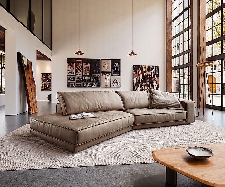 Big-Sofa Snoosh 400x150 cm Mikrofaser Schlamm Vintage Recamiere links günstig online kaufen