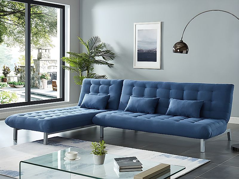 Schlafsofa Klappsofa modulierbar - Stoff - Blau - HORNET günstig online kaufen