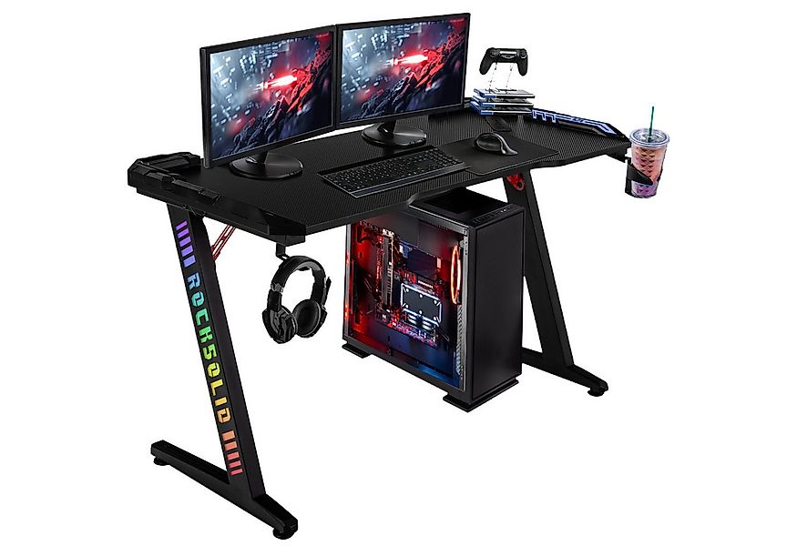 ELITE Gaming Gamingtisch Rocksolid Gamer Schreibtisch mit LED-Beleuchtung ( günstig online kaufen