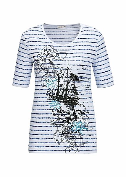 GOLDNER Print-Shirt "Kurzgröße Ringelshirt mit aufregendem Motiv" Ohne günstig online kaufen