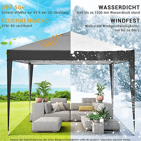 Tooluck Faltpavillon 3x3m UV-Schutz 50+ 3x3 günstig online kaufen